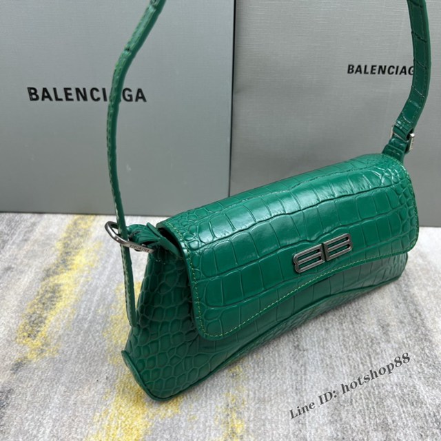 Balenciaga專櫃2022爆款XX系列腋下包 巴黎世家鱷魚綠肩背女包 fyj1262